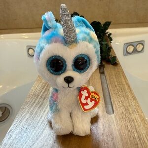 Ty Multicolor Unicorn Plush with Silver Horn